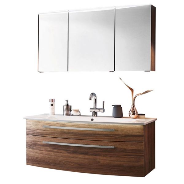 Puris Speed Badmöbel Set 18 100 cm mit Spiegelschrank mit LED Flächenleuchte