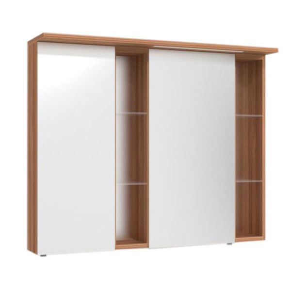 Puris Linea Spiegelschrank - 100 cm, 2 Türen, 2 verspieglte Regale links