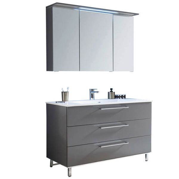 Puris Quada Badmöbel Set 2-3 -102 cm, Spiegelschrank Gesimsboden