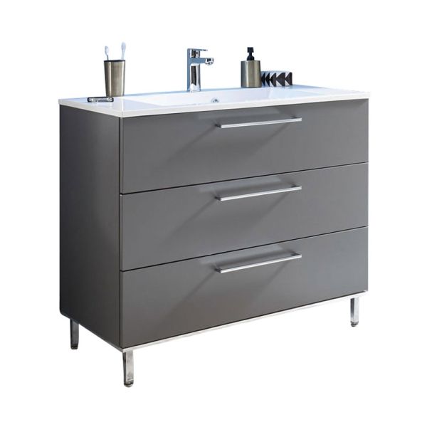 Puris Quada Mineralguss-Waschtisch mit Unterschrank 100 cm