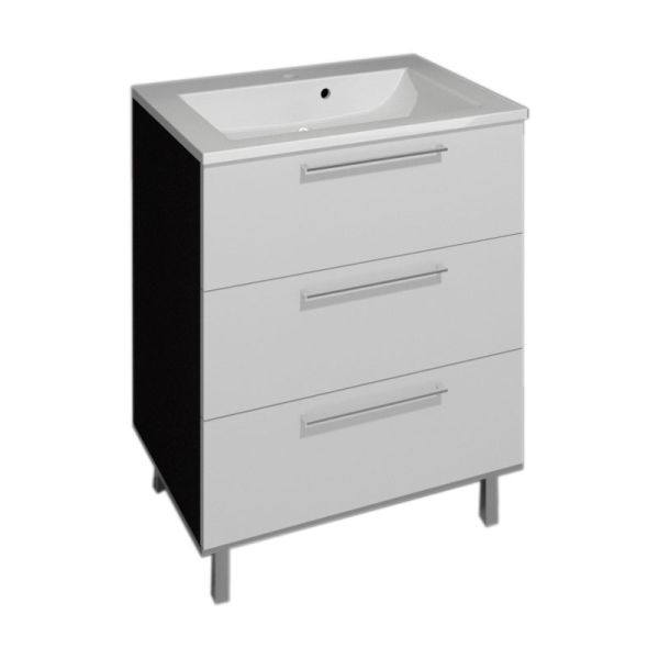 Puris Quada Mineralguss-Waschtisch und Waschtischunterschrank 70 cm