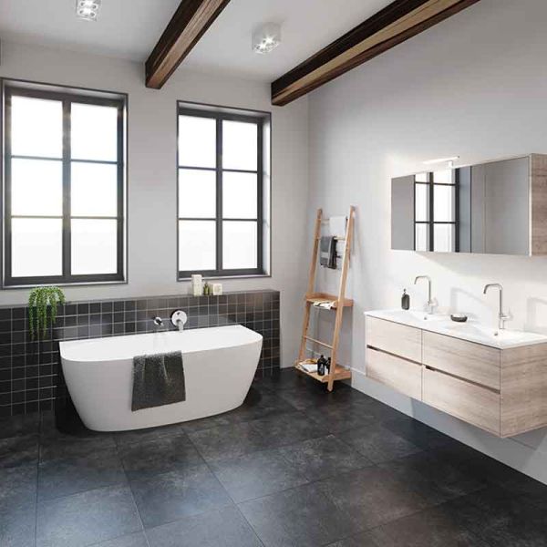 Riho Badewannen Oval Back2Wall - Acryl - 170 x 80 cm,  Ambiente