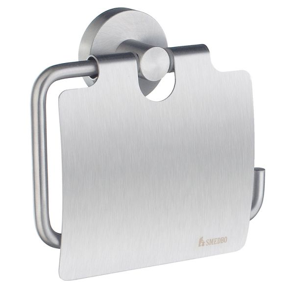 Smedbo HOME Papierrollenhalter / Toilettenpapierhalter mit Deckel - Mattverchrom