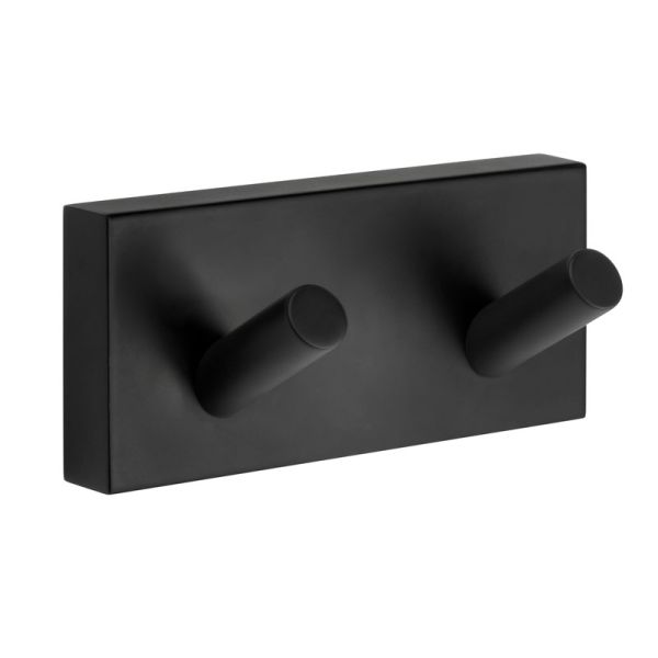 Smedbo HOUSE Haken - Hakenleiste Doppelter Badetuchhaken Schwarz 90 mm
