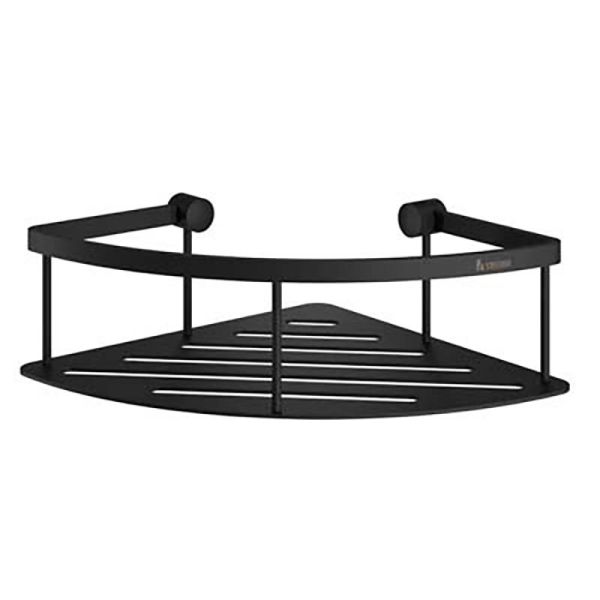 Smedbo SIDELINE Duschablage - Eckseifenkorb mit Bodenplatte, Schwarz