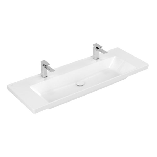 Villeroy und Boch Subway 3.0 Doppelwaschtisch 130 cm, 2 Hahnlöcher