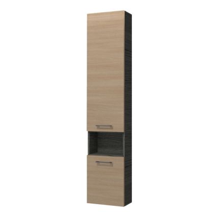 Badea Ergänzungsmöbel Hochschrank - 35 cm, 2 Türen, 1 offenes Fach, Glasböden