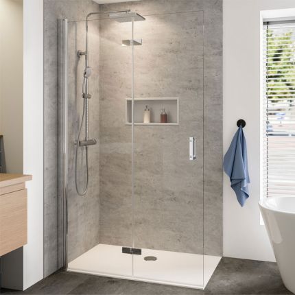 Breuer Panorama Walk In Dusche - Drehfalttür alleinstehend 90 cm