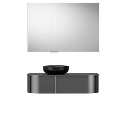 Burgbad Lavo 2.0 Badmöbel Set 18 - 102 cm, Spiegelschrank, Keramik-Aufsatzbecken