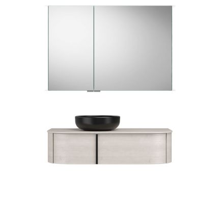 Burgbad Lavo 2.0 Badmöbel Set 46 - 102 cm, Spiegelschrank, Keramik-Aufsatzbecken