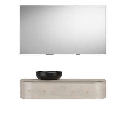 Burgbad Lavo 2.0 Badmöbel Set 21 - 122 cm, Spiegelschrank, Keramik-Aufsatzbecken