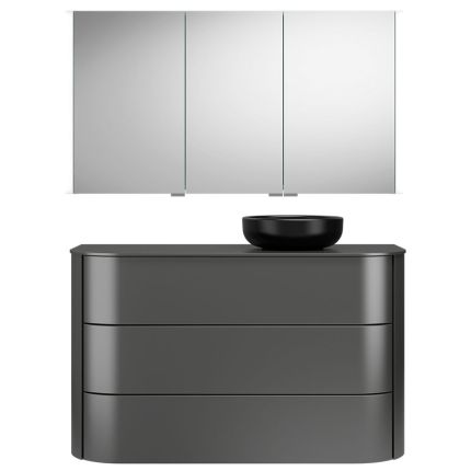 Burgbad Lavo 2.0 Badmöbel Set 23 - 122 cm, Spiegelschrank, Keramik-Aufsatzbecken