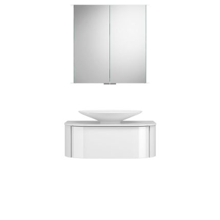 Burgbad Lavo 2.0 Badmöbel Set 38 - 72 cm, Spiegelschrank, Mineralguss-Aufsatzbec
