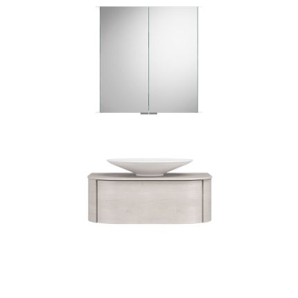 Burgbad Lavo 2.0 Badmöbel Set 39 - 72 cm, Spiegelschrank, Mineralguss-Aufsatzbec