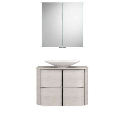 Burgbad Lavo 2.0 Badmöbel Set 41 - 72 cm, Spiegelschrank, Mineralguss-Aufsatzbec