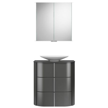 Burgbad Lavo 2.0 Badmöbel Set 45 - 72 cm, Spiegelschrank, Mineralguss-Aufsatzbec
