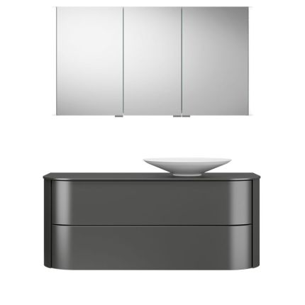 Burgbad Lavo 2.0 Badmöbel Set 59 - 122 cm, Spiegelschrank, Mineralguss-Aufsatzwa