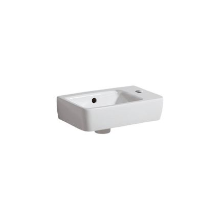 Geberit Renova Compact Waschtisch - Hahnloch rechts, Überlauf, weiß