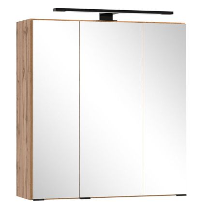 Held Möbel Ashton Spiegelschrank - 60 cm, 3 Spiegeltüren, 6 Glaseinlegeböden