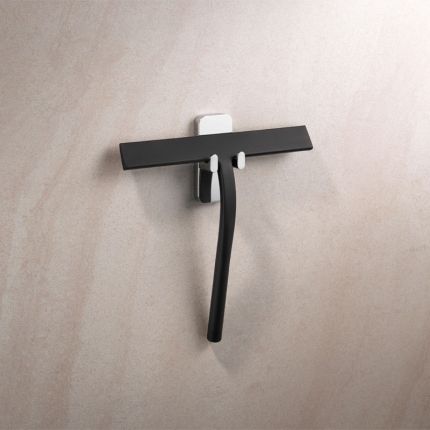 HSK RenoMag Glaswischer - 24,4 cm aus Silikon in Schwarz-matt, inkl. Wandhalteru