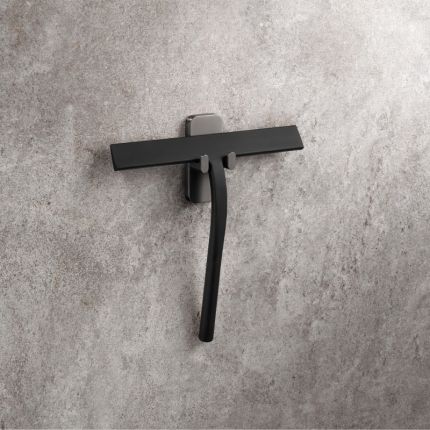 HSK RenoMag Glaswischer - 24,4 cm aus Silikon in Schwarz-matt, inkl. Wandhalteru
