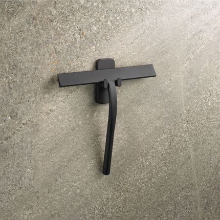 HSK RenoMag Glaswischer - 24,4 cm aus Silikon in Schwarz-matt, inkl. Wandhalteru