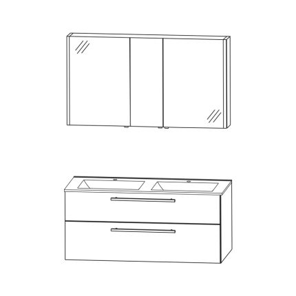 Laguna Life plus Badmöbel Set 6 - 143,2 cm mit Doppel-WT Skizze