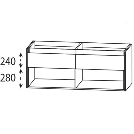 Laguna Highline 250 Waschtischunterschrank - 142 cm Skizze