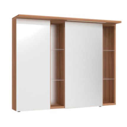 Puris Linea Spiegelschrank - 100 cm, 2 Türen, 2 verspieglte Regale links