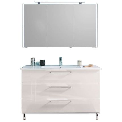 Puris Quada Badmöbel Set 3-4 -122 cm, Spiegelschrank seitliche Beleuchtung
