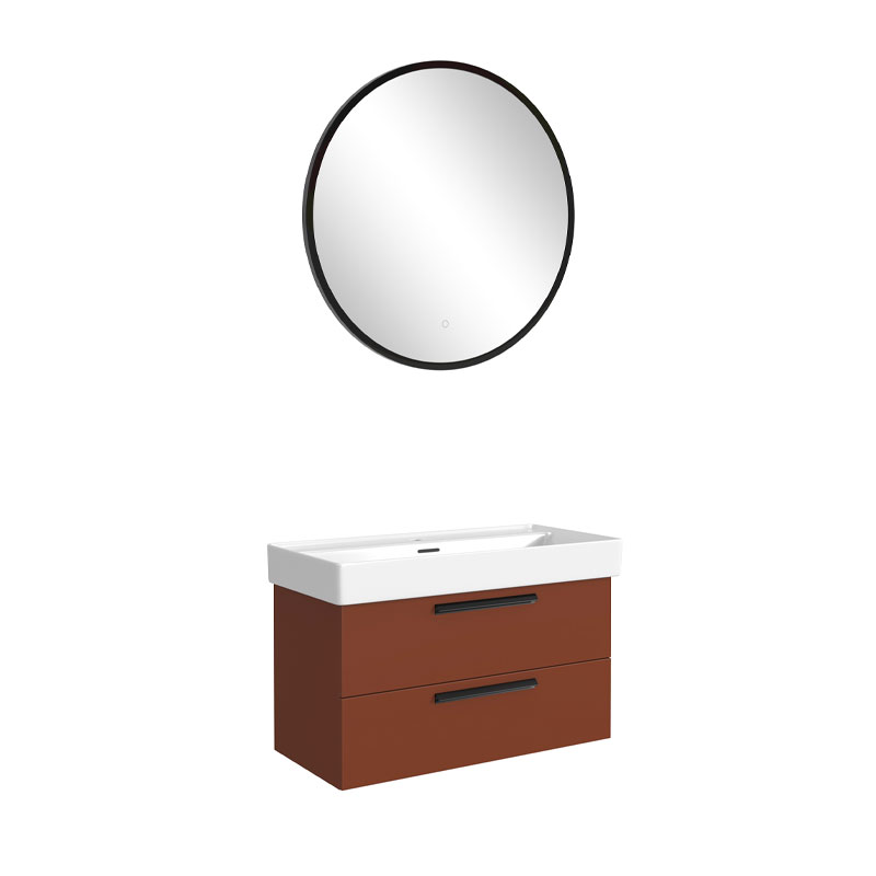 Held Möbel Aveiro Badmöbel Set 2 - 100 cm, Flächerspiegel mit Metallrahmen, Keramikwaschtisch, 2 Auszüge