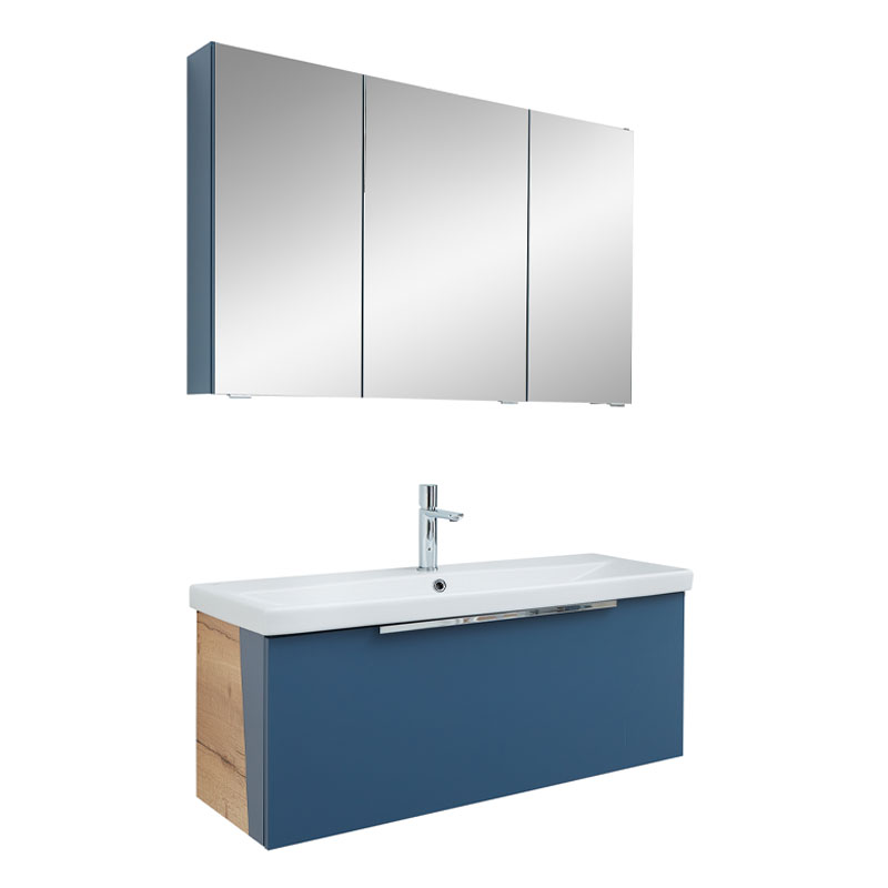 Pelipal Serie 7075 Badmöbel Set 5 - 100 cm, Spiegelschrank, Keramikwaschtisch, Waschtischunterschrank mit Auszug