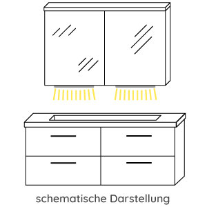Waschplatz-Beleuchtung: 2x LED, 12V, 2,8 Watt, 2900-6400K, Breite: 65 cm
