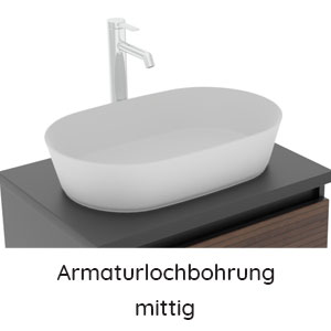 Ausschnitt Waschtischplatte: rechts + links für Nizza 550 mm - Armaturlochbohrung mittig