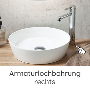 Ausschnitt Waschtischplatte: rechts für Nizza mit Armaturlochbohrung rechts