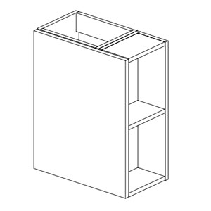Ausführung Waschtischunterschrank: Türanschlag links, offene Fächer rechts, Becken rechts