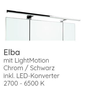 Aufsatzleuchte Spiegelschrank: ELBA, Chrom, 2 Haltearme, 8 W, 821 LM, Breite 80 cm