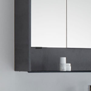 Ausführung Spiegelschrank: Ablageblech in Schwarz Matt inkl. schwarze Griffe