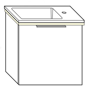 Ausführung Waschtisch mit Unterschrank: 52 cm, aus Mineralguss, inkl. Waschtisch-Beleuchtung