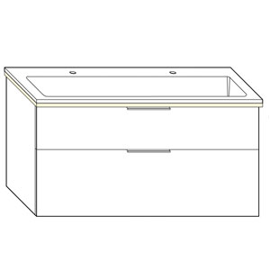 Ausführung Waschtisch mit Unterschrank: 122 cm, aus Mineralguss, inkl. Waschtisch-Beleuchtung