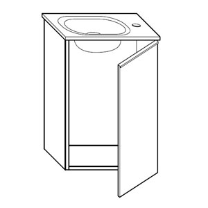 Ausführung Waschtisch mit Unterschrank: Beckenmulde links - Türanschlag rechts