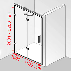 Breite / Höhe: 1001 - 1100 mm / 2001 - 2200 mm