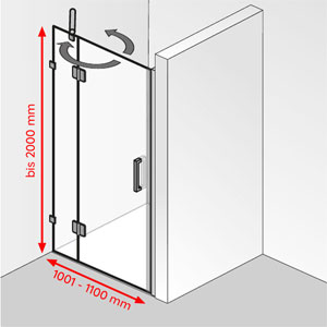 Breite / Höhe: 1001 - 1100 mm / bis 2000 mm