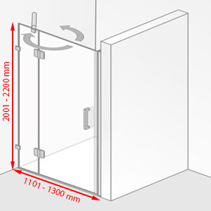 Breite / Höhe: 1101 - 1300 mm / 2001 - 2200 mm