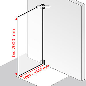 Breite / Höhe: 1001 - 1100 mm / bis 2000 mm