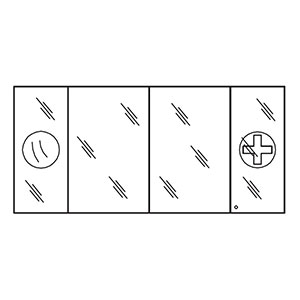 Ausführung Spiegelschrank: Abschließbare Drehtür rechts, Lupenspiegel links