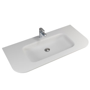 Waschtisch-Typ: 107 cm - Solid Surface Waschtisch, Weiß Matt