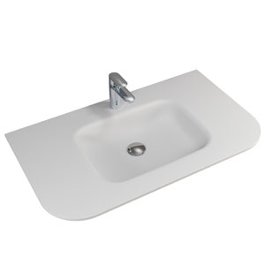 Waschtisch-Typ: 87 cm - Solid Surface Waschtisch rund, Weiß Matt