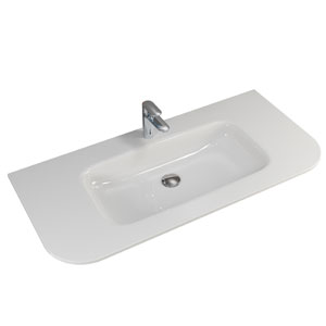 Waschtisch-Typ: 107 cm - Mineralmarmor-Waschtisch, Weiß Glanz