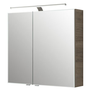 Ausführung Spiegelschrank: Große Tür rechts, kleine Tür links